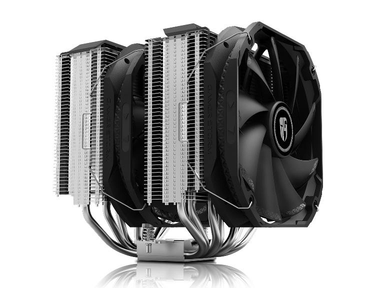 DEEPCOOL ASSASSIN III CPU Cooler featuring dual 140mm fans, sleek mirror-finish design, and seven heatpipes for efficient cooling.