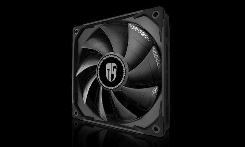 DEEPCOOL TF 120S Black Colour radiator fan, showcasing its sleek design and advanced features for optimal cooling performance.