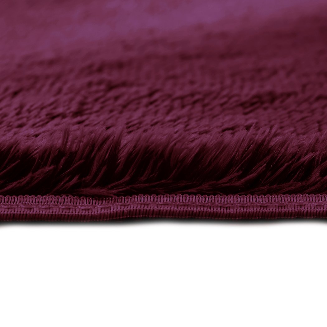 Designer Soft Shag Shaggy Floor Confetti Rug in burgundy, measuring 120x160cm, showcasing a plush 35mm high pile and anti-slip silicone bottom.