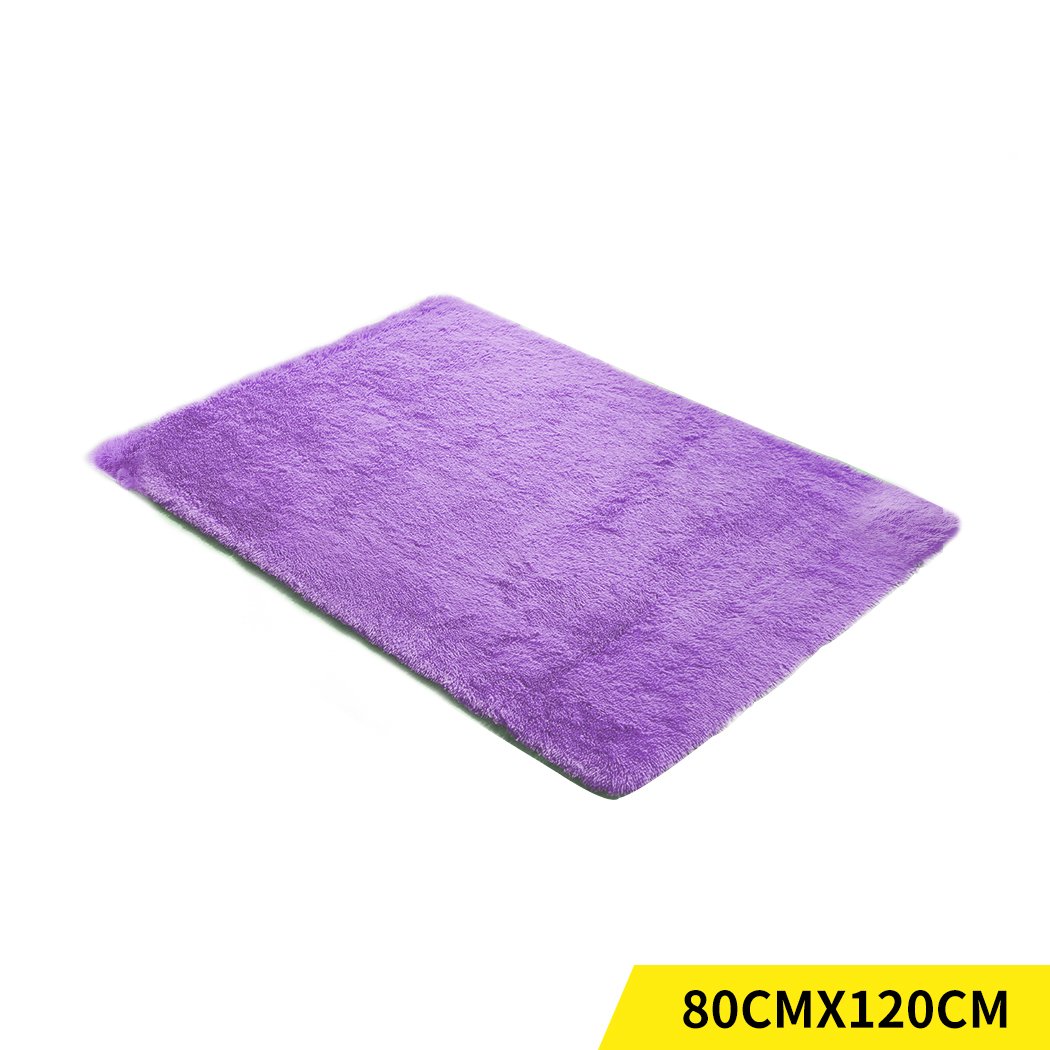 Designer Soft Shag Shaggy Floor Confetti Rug in purple, showcasing its plush texture and non-slip silicone bottom, perfect for home decor.