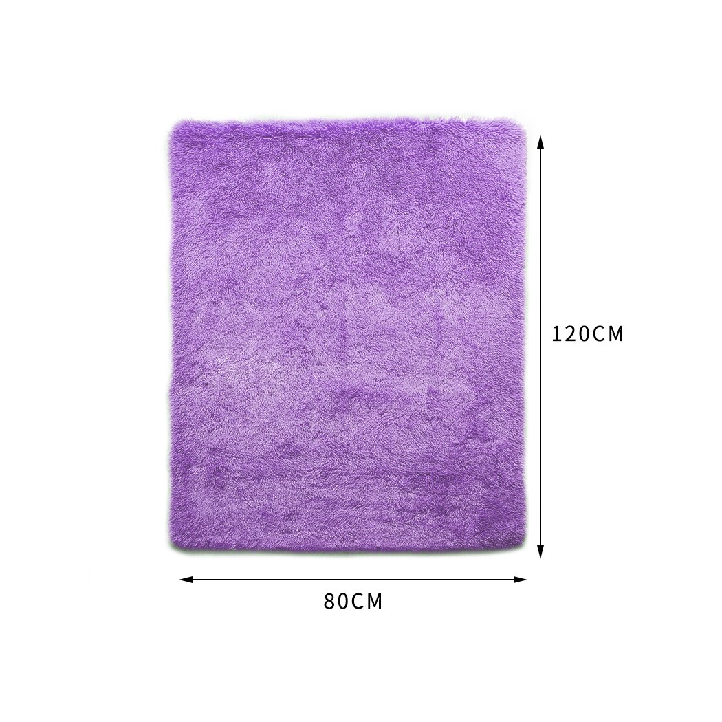 Designer Soft Shag Shaggy Floor Confetti Rug in purple, showcasing its plush texture and non-slip silicone bottom, perfect for home decor.