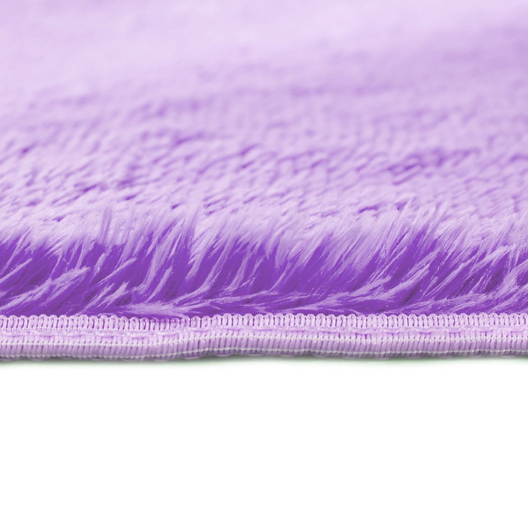 Designer Soft Shag Shaggy Floor Confetti Rug in purple, showcasing its plush texture and non-slip silicone bottom, perfect for home decor.