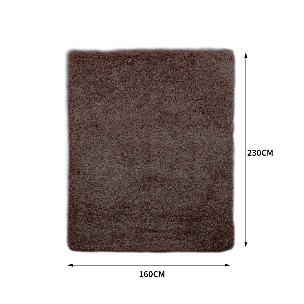 Designer Soft Shag Shaggy Floor Confetti Rug in coffee color, showcasing its plush texture and non-slip silicone bottom.