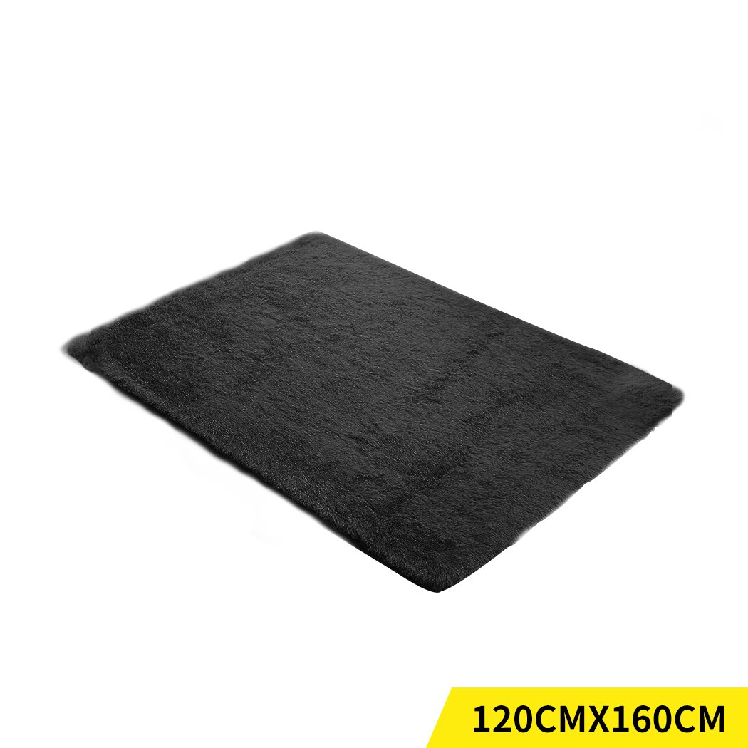 Designer Soft Shag Shaggy Floor Confetti Rug in black, showcasing its plush texture and stylish design, perfect for home decor.