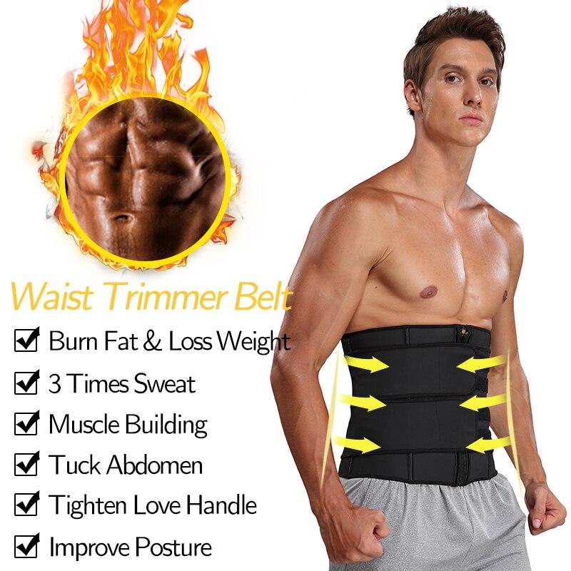 Detachable Waist Trimmer Belt designed for weight loss and fitness, featuring adjustable straps and a sleek design for men.