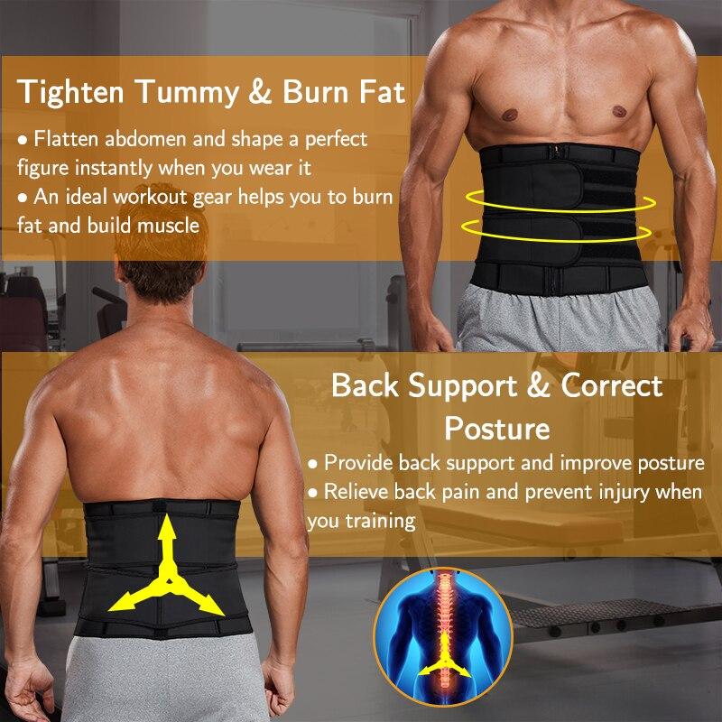 Detachable Waist Trimmer Belt designed for weight loss and fitness, featuring adjustable straps and a sleek design for men.