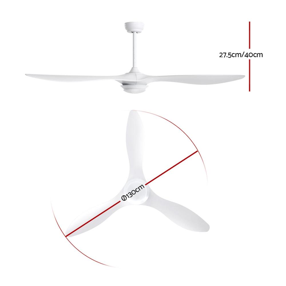 Devanti 52'' Ceiling Fan with Light featuring remote control, three blades, and modern design suitable for indoor and outdoor use.