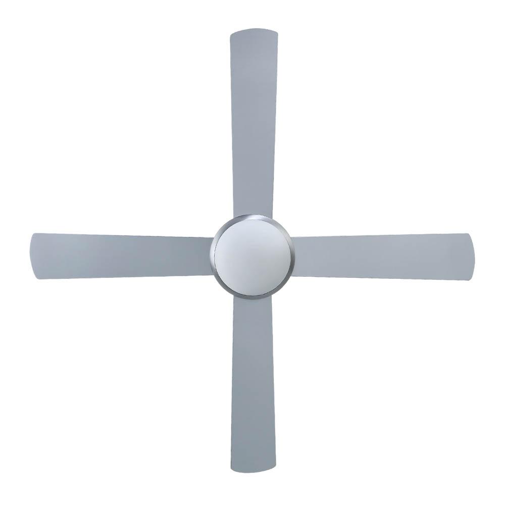 Devanti 52-inch ceiling fan with light in silver finish, featuring wooden blades and remote control.