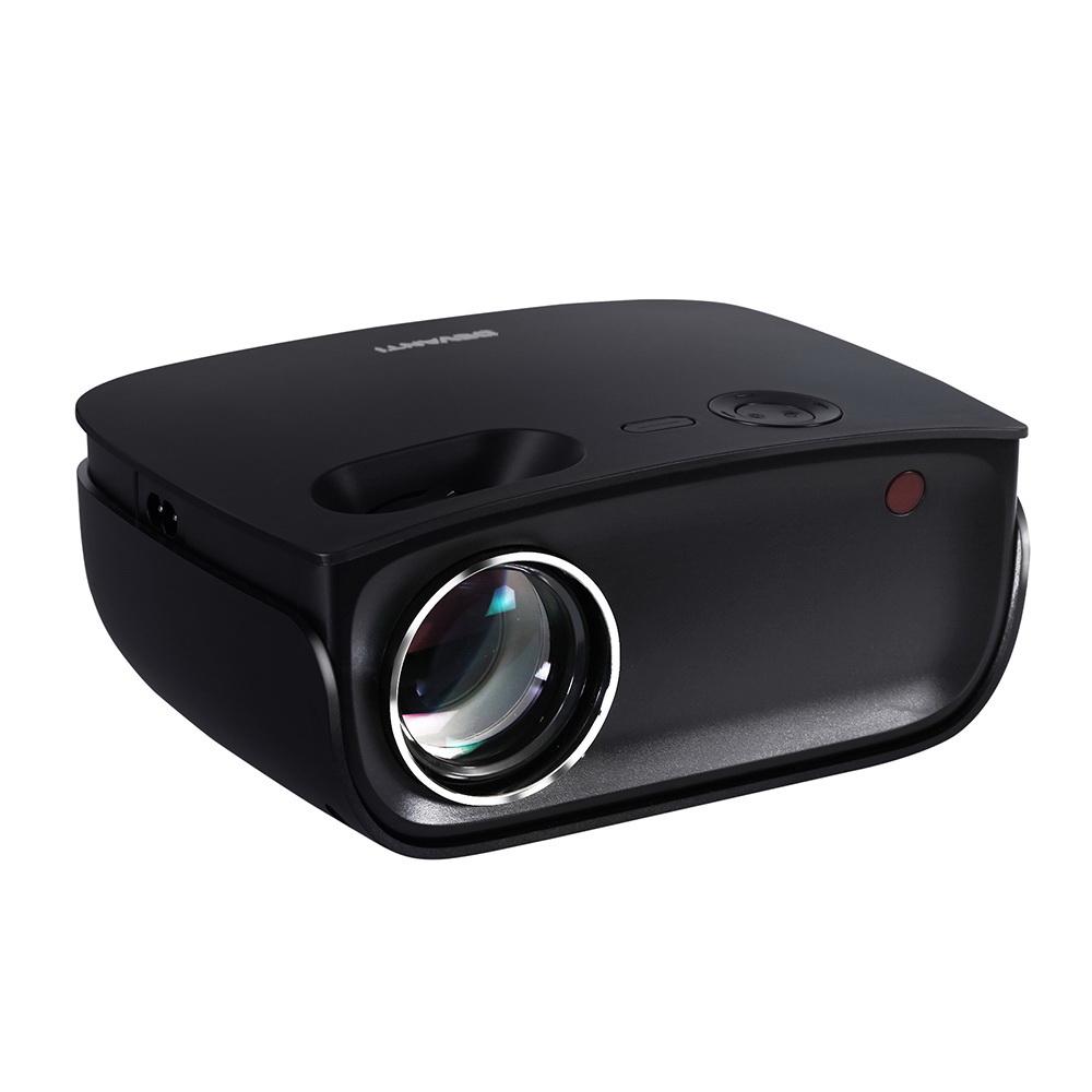 Devanti Mini Video Projector showcasing its sleek design and connectivity ports, ideal for home entertainment.