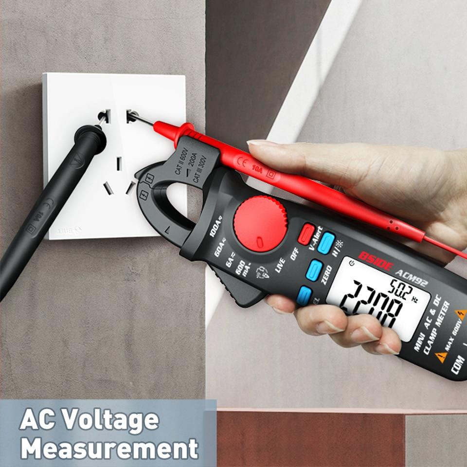 Digital Clamp Meter Multimeter ACM92 91 displaying measurements for AC and DC current, ideal for car repairs and electrical diagnostics.