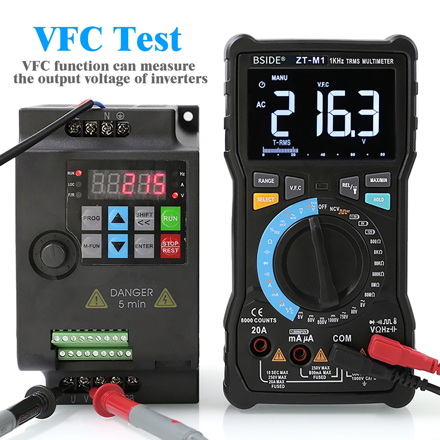 Digital Multimeter Professional True RMS 8000 with digital display and various measurement functions.