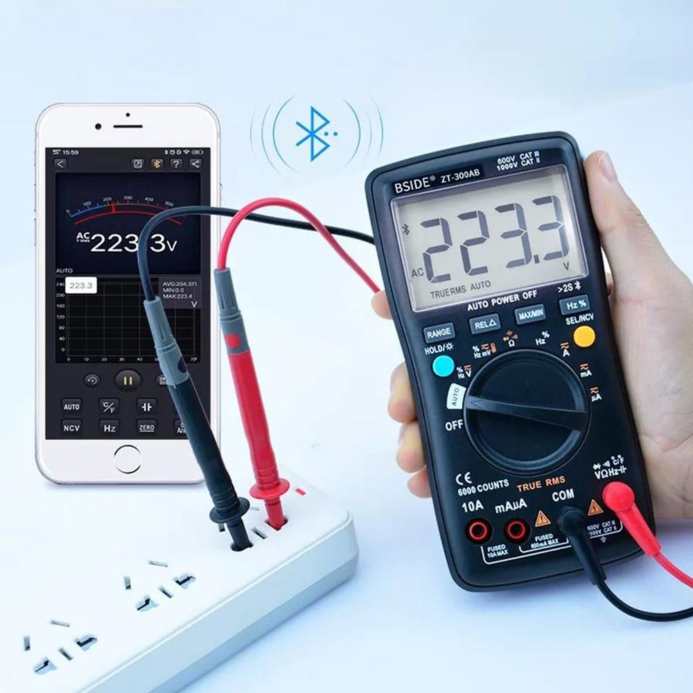 Digital multimeter with wireless technology, featuring a digital display and various measurement functions including True RMS.