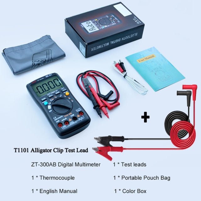 Digital multimeter with wireless technology, featuring a digital display and various measurement functions including True RMS.