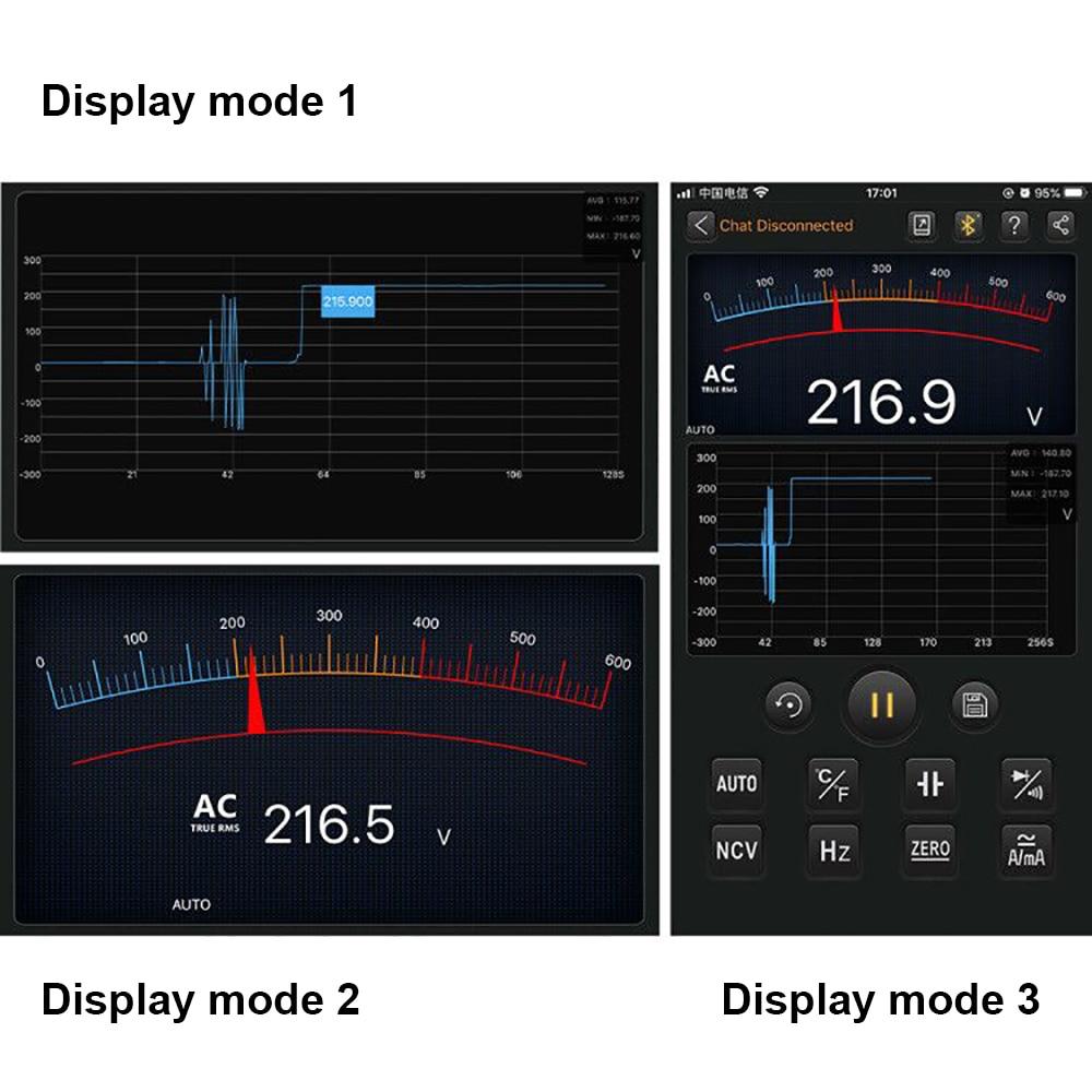 Digital multimeter with wireless technology, featuring a digital display and various measurement functions including True RMS.