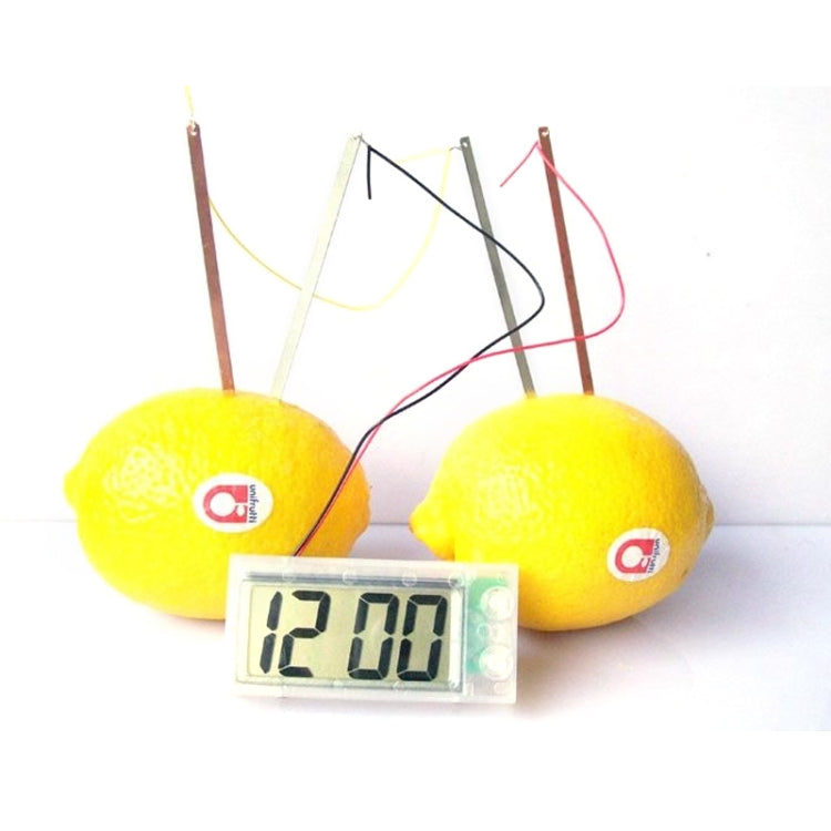 DIY Novel Green Science Potato Digital Clock Educational Kit showcasing a potato battery setup with a mini LCD clock.