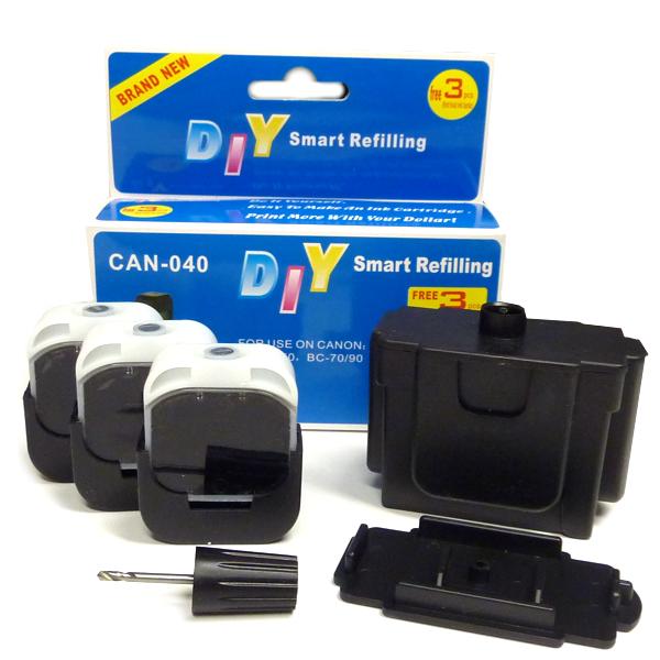 DIY Refill Kit for Canon PG40 and PG50 cartridges, including ink and tools for easy cartridge refilling.