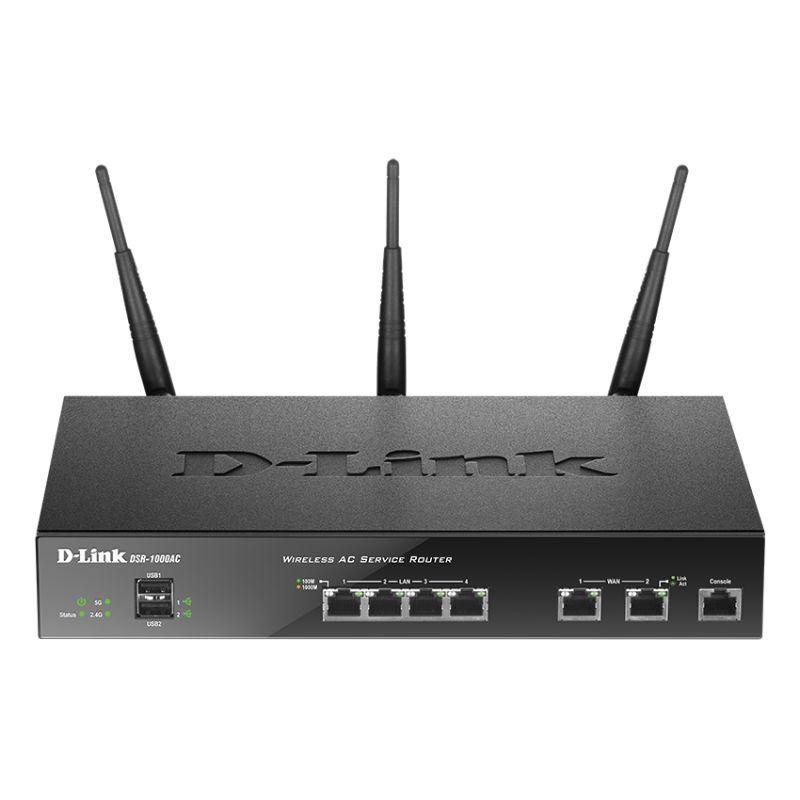 D-LINK DSR-1000AC Router with sleek design and multiple ports for connectivity.