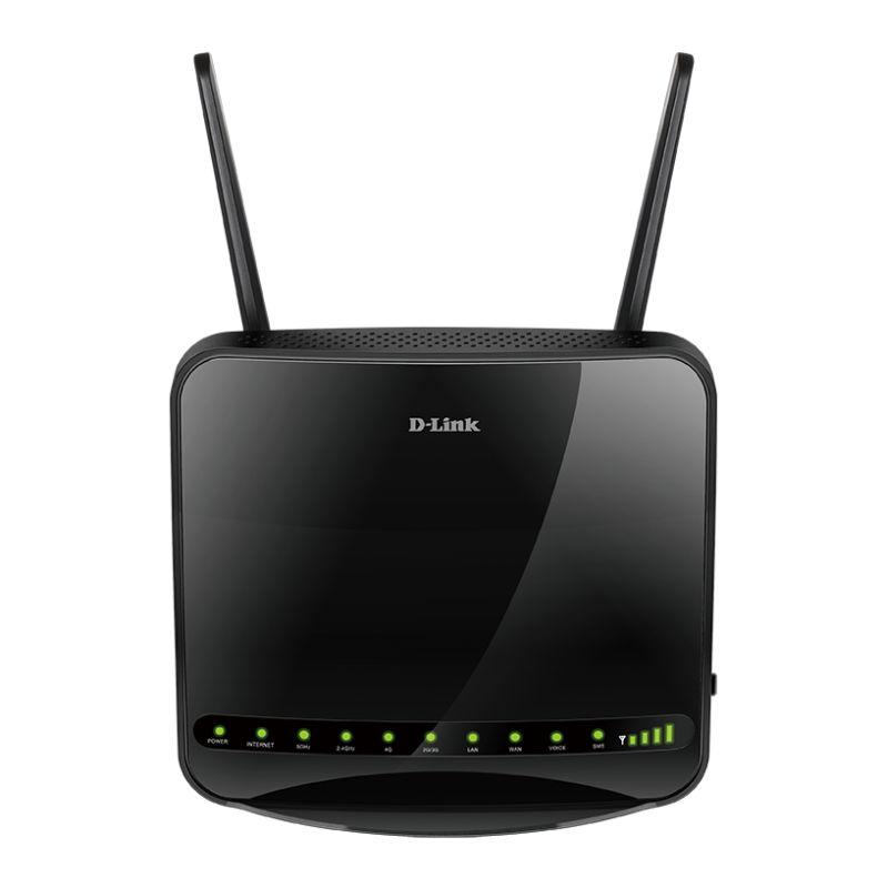 D-LINK DWR-956 AC1200 Router with dual antennas and sleek design.