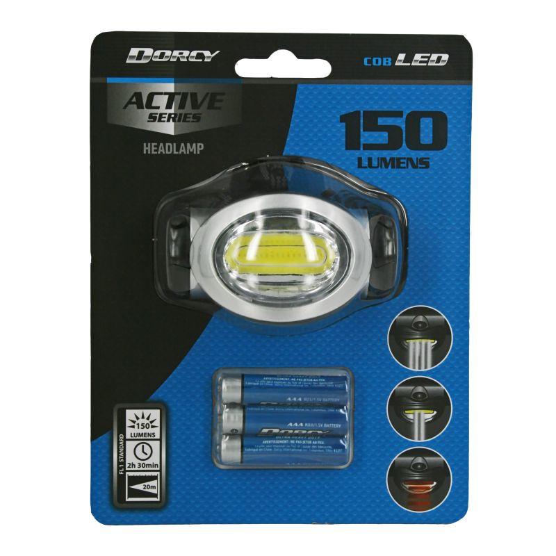 DORCY 3AAA LED Headlamp showcasing its lightweight design and adjustable strap.