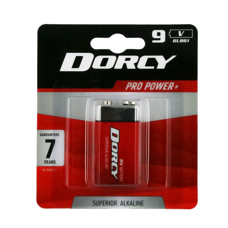 DORCY 9V Alkaline Battery with clear labeling and robust design, ideal for various electronic devices.