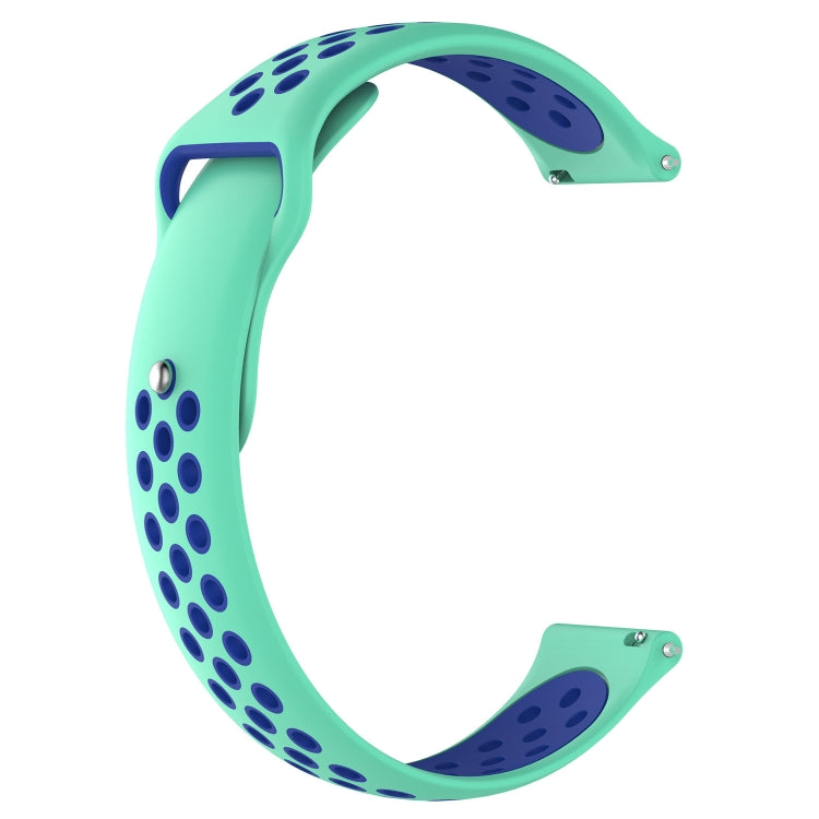 Double color watch band in cyan for Galaxy S3 Ticwatch Pro, showcasing its stylish design and protective silicone material.