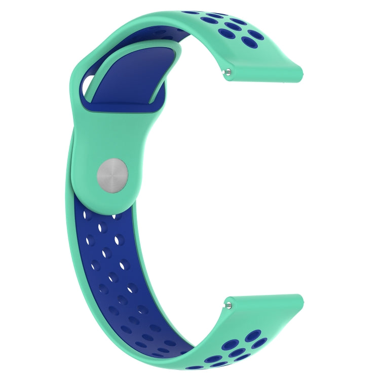 Double color watch band in cyan for Galaxy S3 Ticwatch Pro, showcasing its stylish design and protective silicone material.