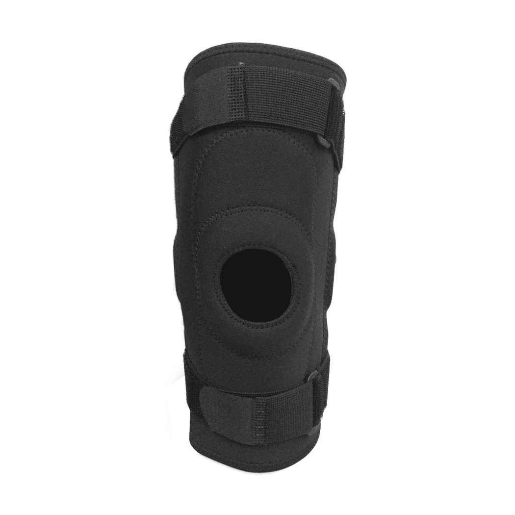 Double Metal Hinged Full Knee Support Brace in black, designed for optimal knee protection and support during sports activities.