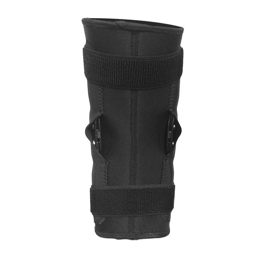 Double Metal Hinged Full Knee Support Brace in black, designed for optimal knee protection and support during sports activities.