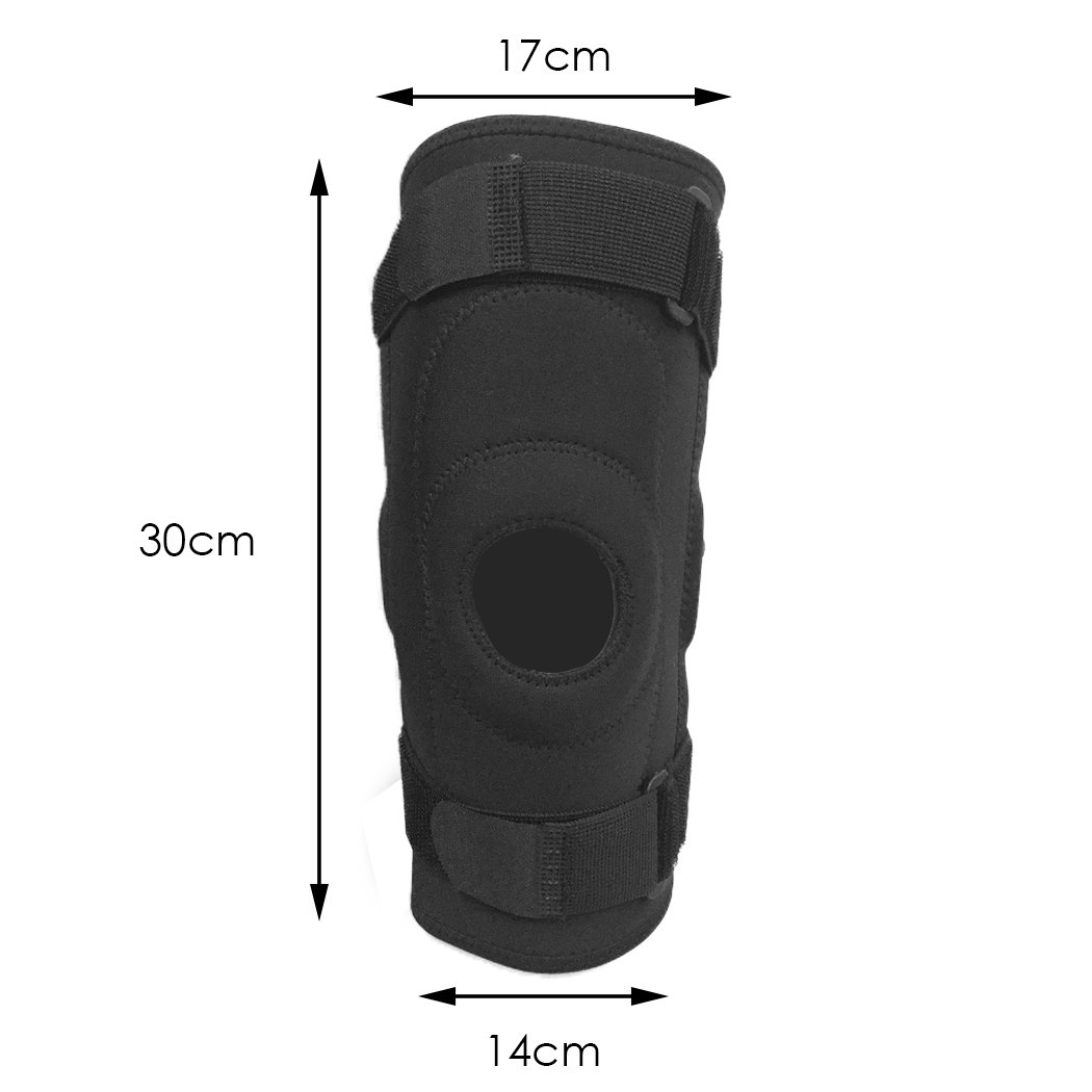 Double Metal Hinged Full Knee Support Brace in black, designed for optimal knee protection and support during sports activities.