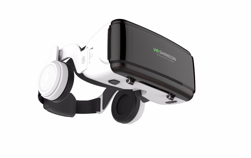 Dragon Magic G6 VR Gaming Stereo 3D Headset with adjustable straps and stereophonic earphones, designed for immersive gaming and video experiences.