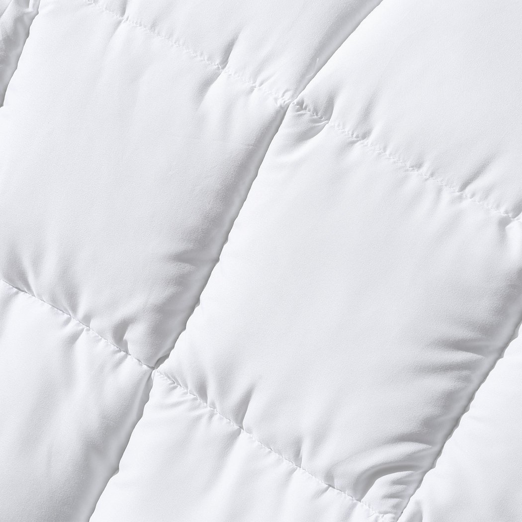 DreamZ 200GSM All Season Bamboo Quilt in white, showcasing its soft texture and elegant baffle box design, perfect for all seasons.