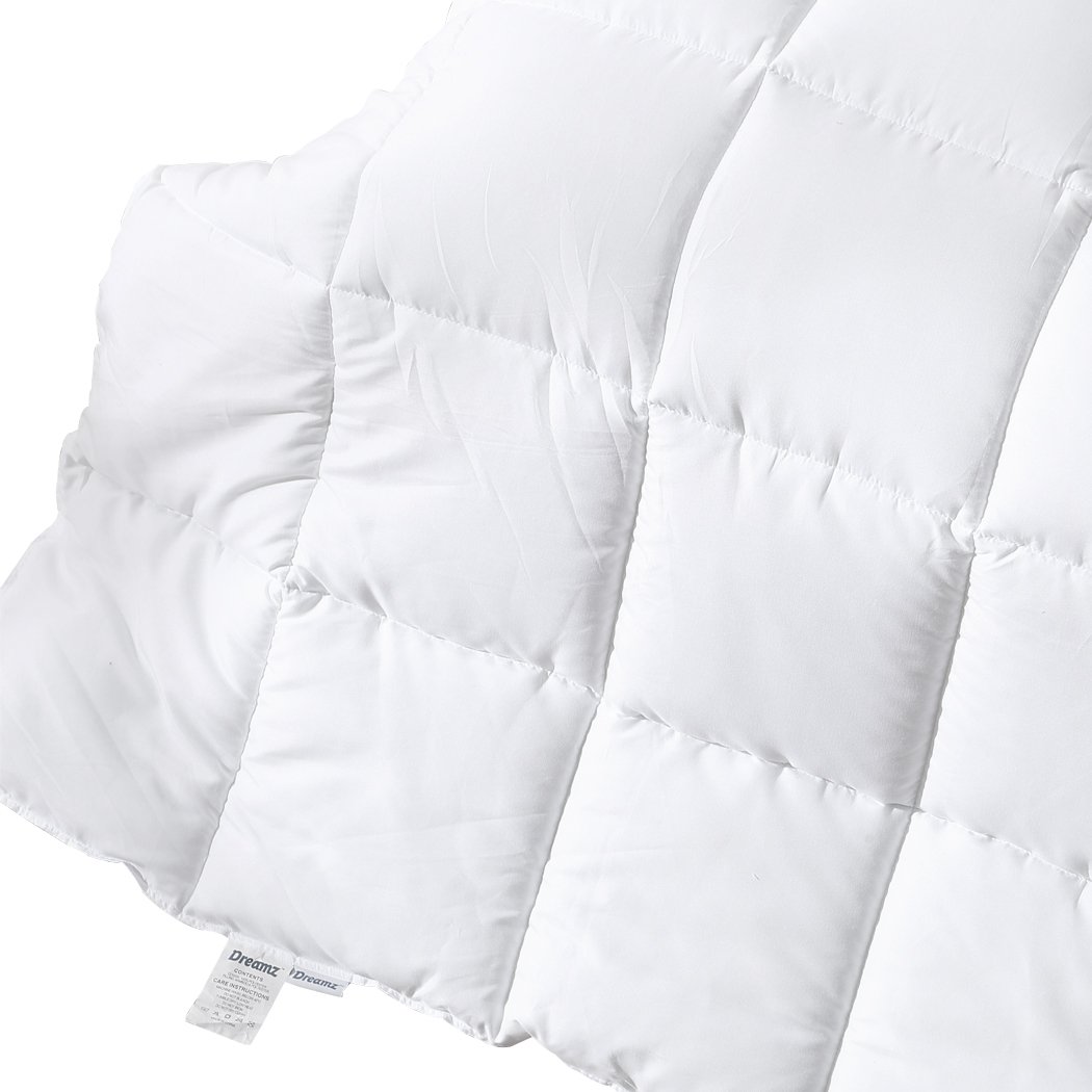 DreamZ 200GSM All Season Bamboo Quilt in white, showcasing its soft texture and elegant baffle box design, perfect for all seasons.