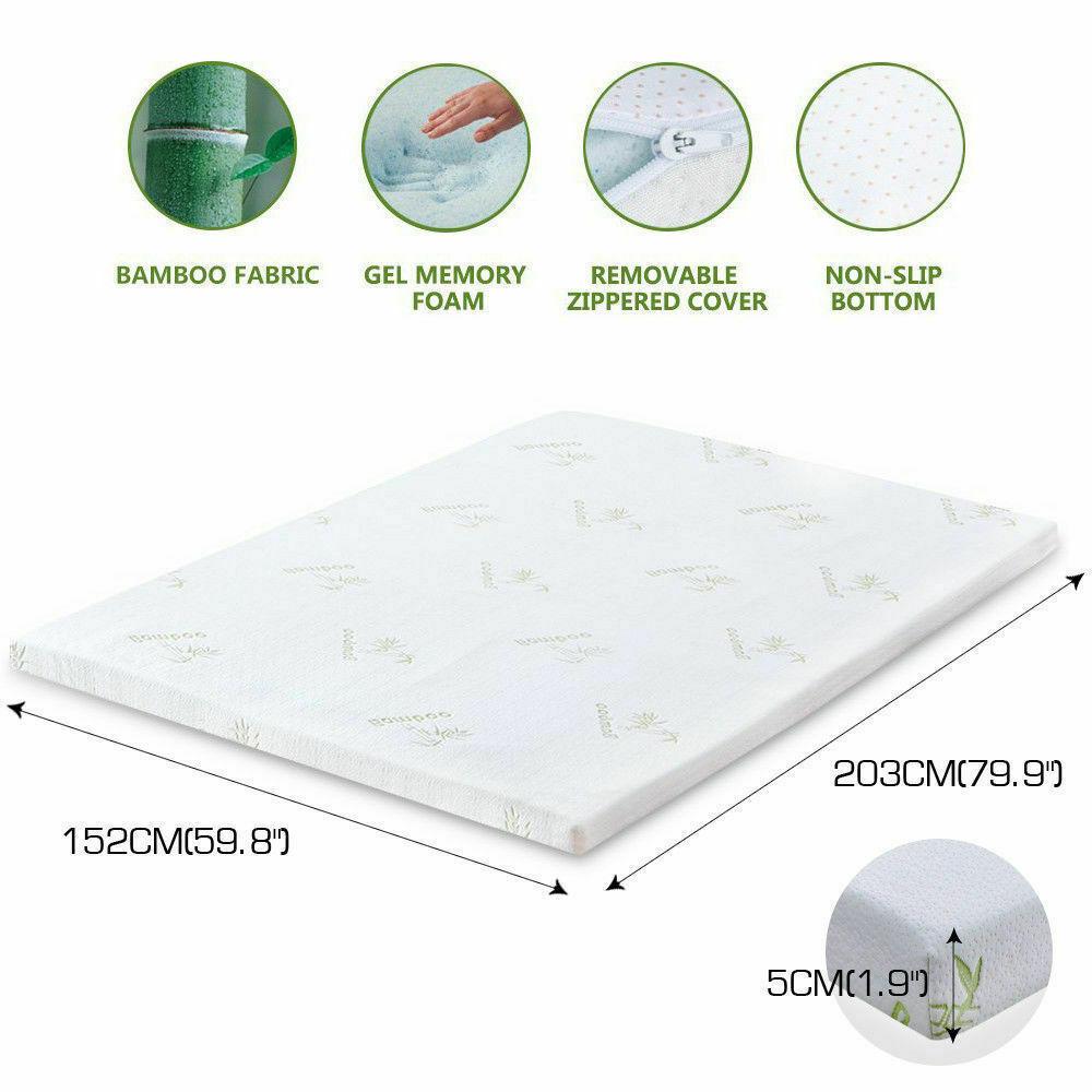 DreamZ 5cm Cool Gel Memory Foam Mattress Topper with bamboo fabric cover, showcasing its soft texture and elegant embroidery pattern.