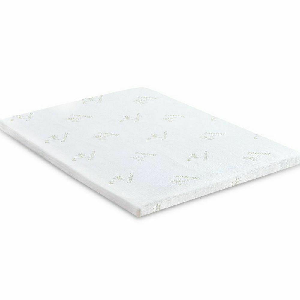 DreamZ 5cm Cool Gel Memory Foam Mattress Topper with bamboo fabric cover, showcasing its soft texture and elegant embroidery pattern.