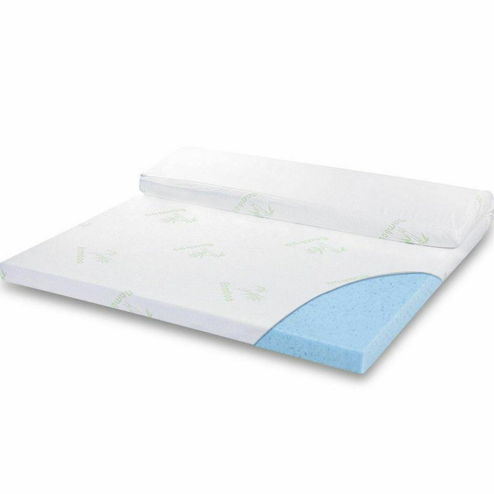 DreamZ 5cm Cool Gel Memory Foam Mattress Topper with bamboo fabric cover, showcasing its soft texture and elegant embroidery pattern.