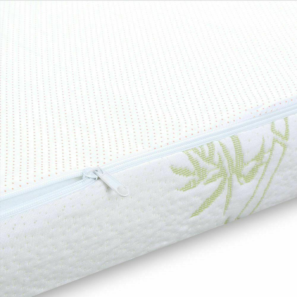 DreamZ 5cm Cool Gel Memory Foam Mattress Topper with bamboo fabric cover, showcasing its soft texture and elegant embroidery pattern.