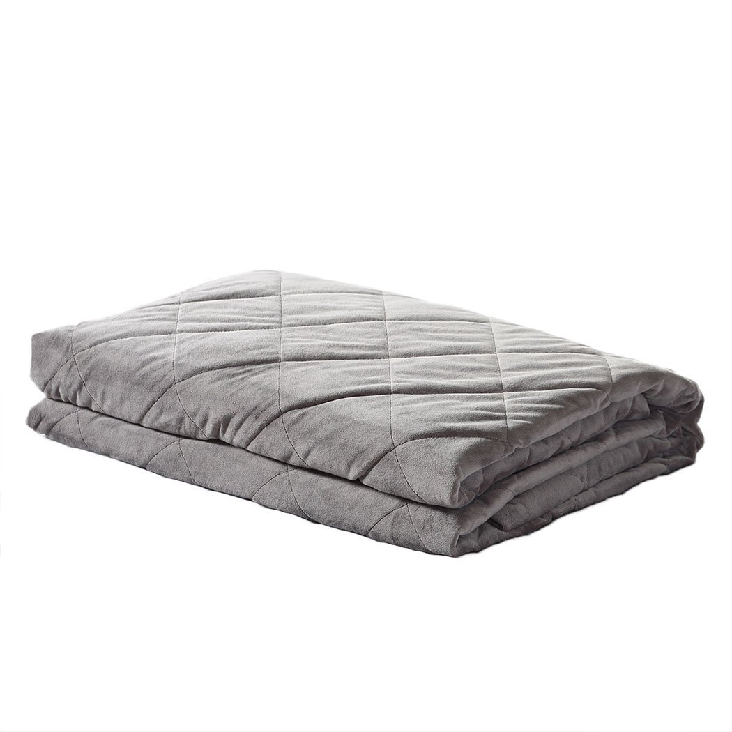 DreamZ 5KG Anti Anxiety Weighted Blanket in grey, featuring soft polyester cover and glass bead filling for comfort and relaxation.