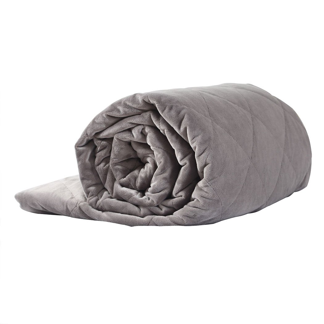 DreamZ 5KG Anti Anxiety Weighted Blanket in grey, featuring soft polyester cover and glass bead filling for comfort and relaxation.