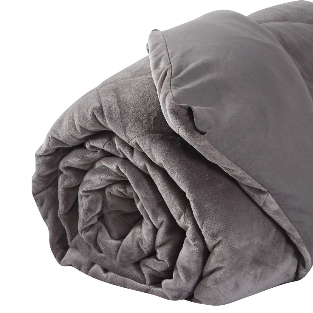 DreamZ 5KG Anti Anxiety Weighted Blanket in grey, featuring soft polyester cover and glass bead filling for comfort and relaxation.