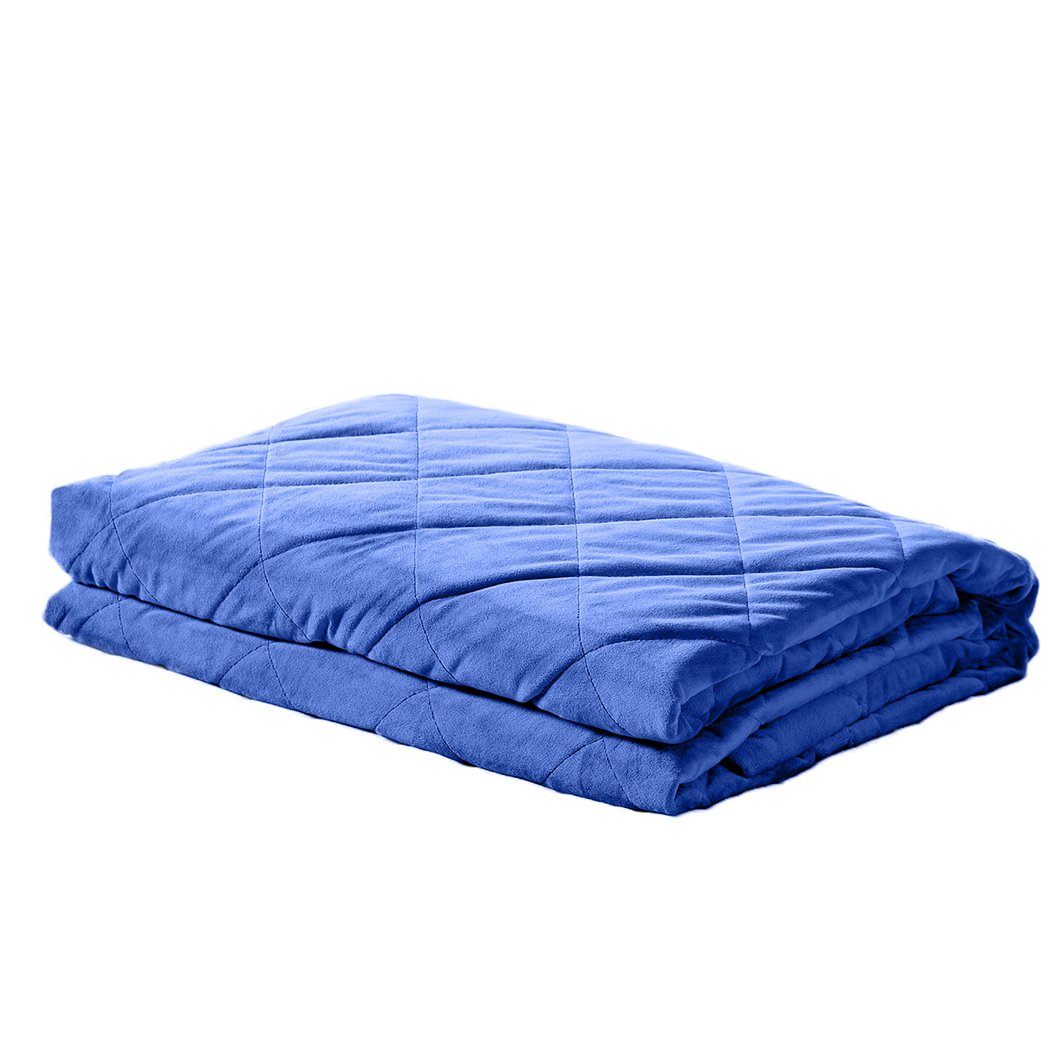 DreamZ 7KG Anti Anxiety Weighted Blanket in Royal Blue, featuring a soft cotton cover and glass bead filling for deep pressure stimulation.