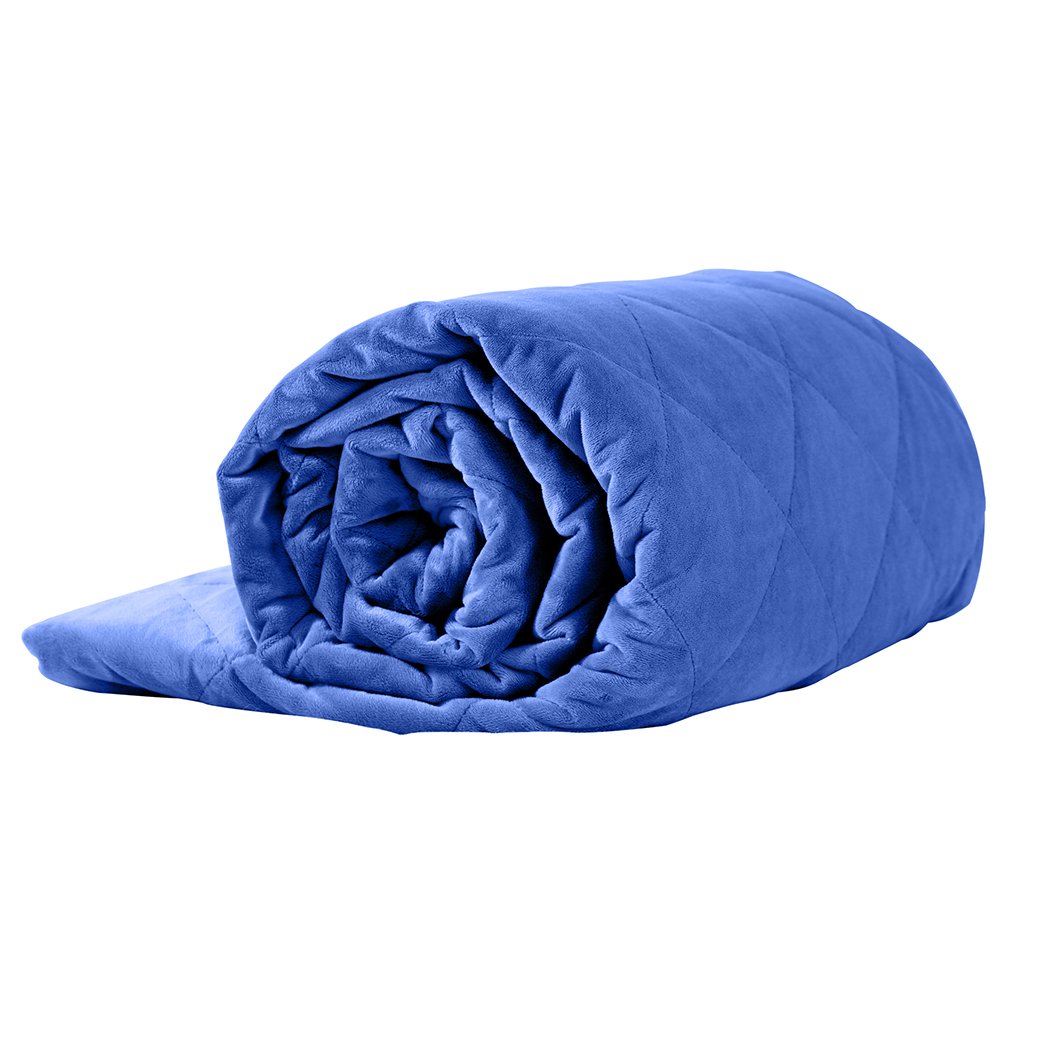 DreamZ 7KG Anti Anxiety Weighted Blanket in Royal Blue, featuring a soft cotton cover and glass bead filling for deep pressure stimulation.