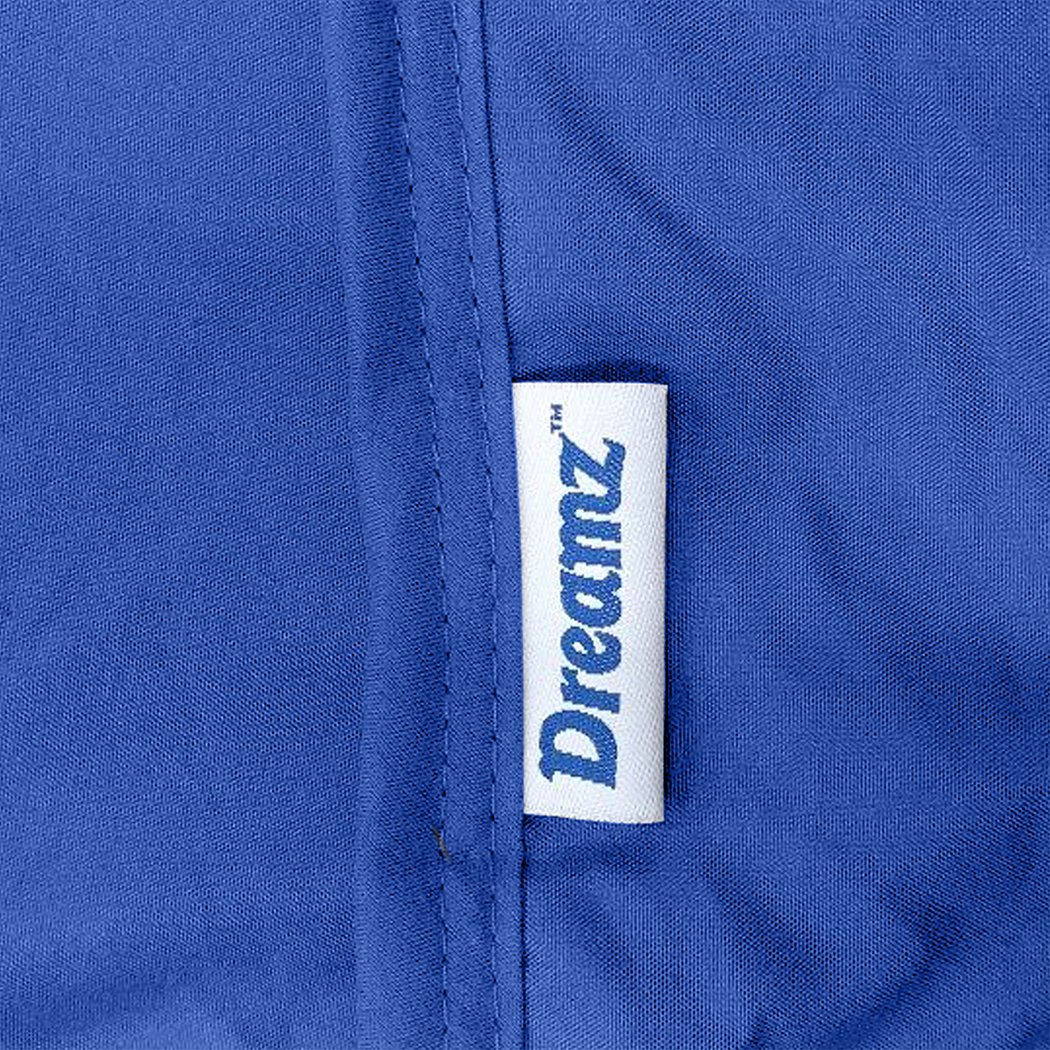 DreamZ 7KG Anti Anxiety Weighted Blanket in Royal Blue, featuring a soft cotton cover and glass bead filling for deep pressure stimulation.