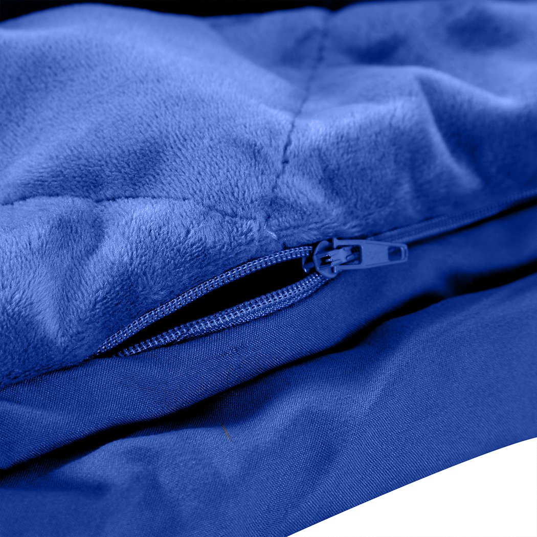 DreamZ 7KG Anti Anxiety Weighted Blanket in Royal Blue, featuring a soft cotton cover and glass bead filling for deep pressure stimulation.