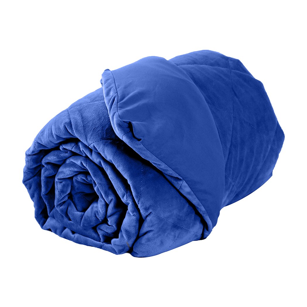 DreamZ 7KG Anti Anxiety Weighted Blanket in Royal Blue, featuring a soft cotton cover and glass bead filling for deep pressure stimulation.