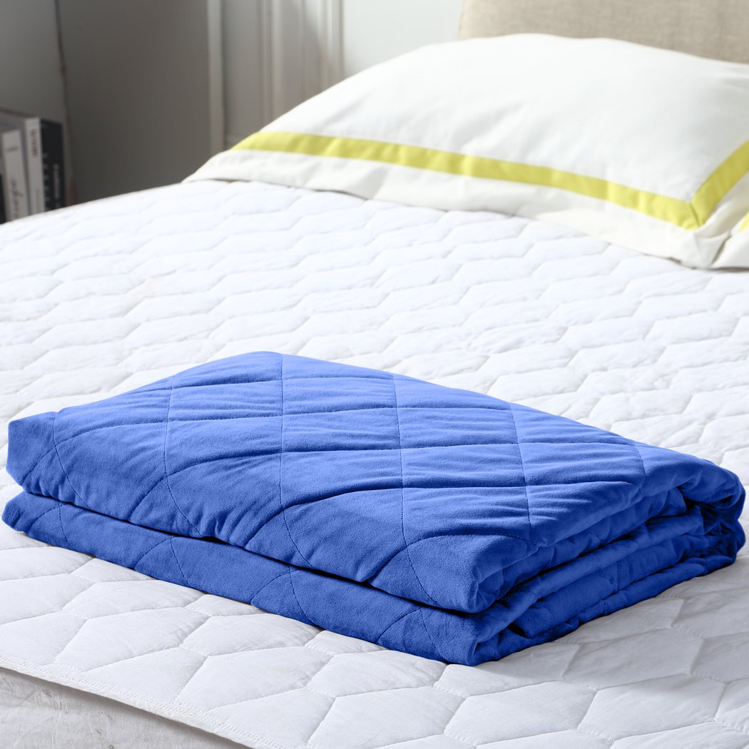 DreamZ 7KG Anti Anxiety Weighted Blanket in Royal Blue, featuring a soft cotton cover and glass bead filling for deep pressure stimulation.