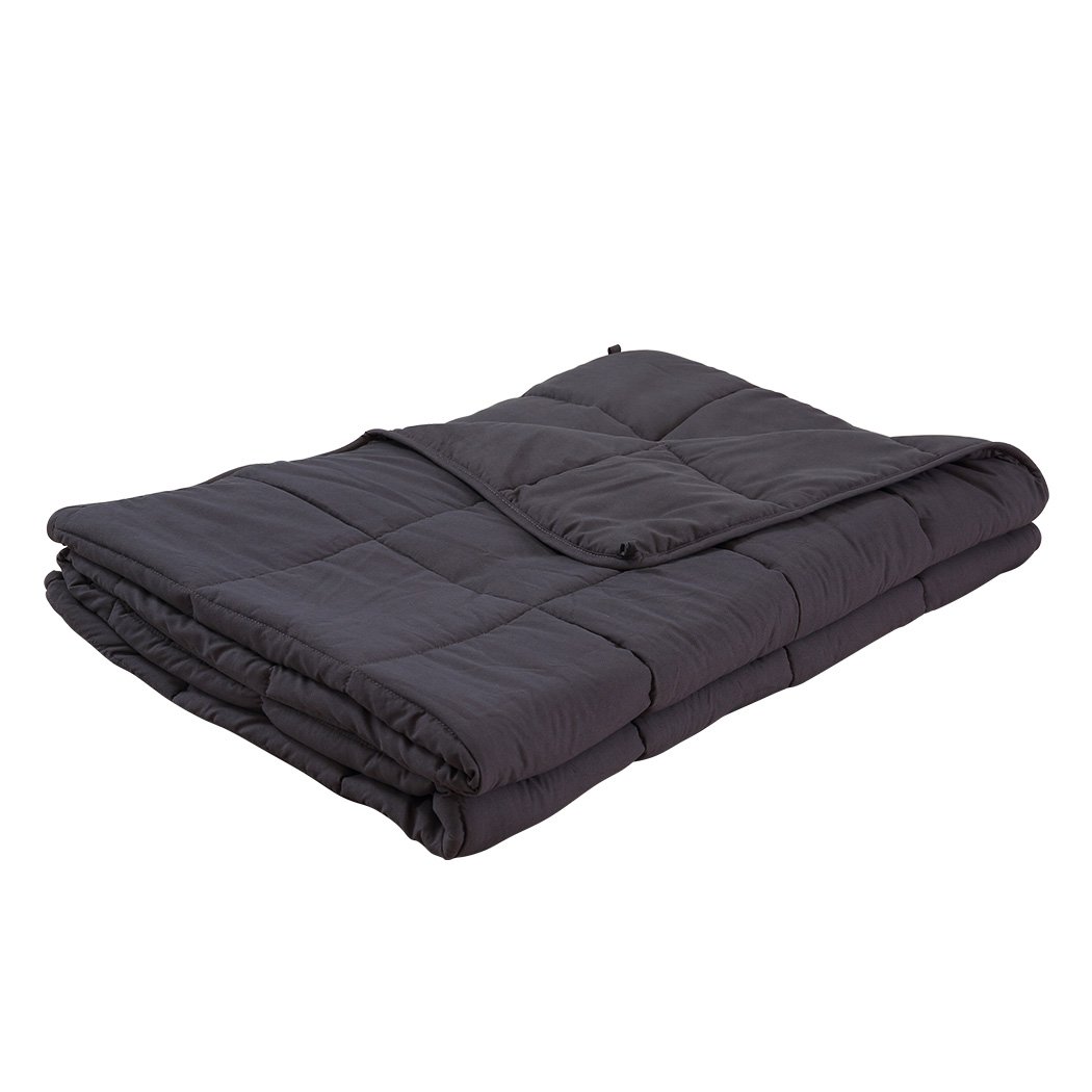 DreamZ 7KG Weighted Blanket in dark grey with bamboo cover, designed for deep sleep and anxiety relief.