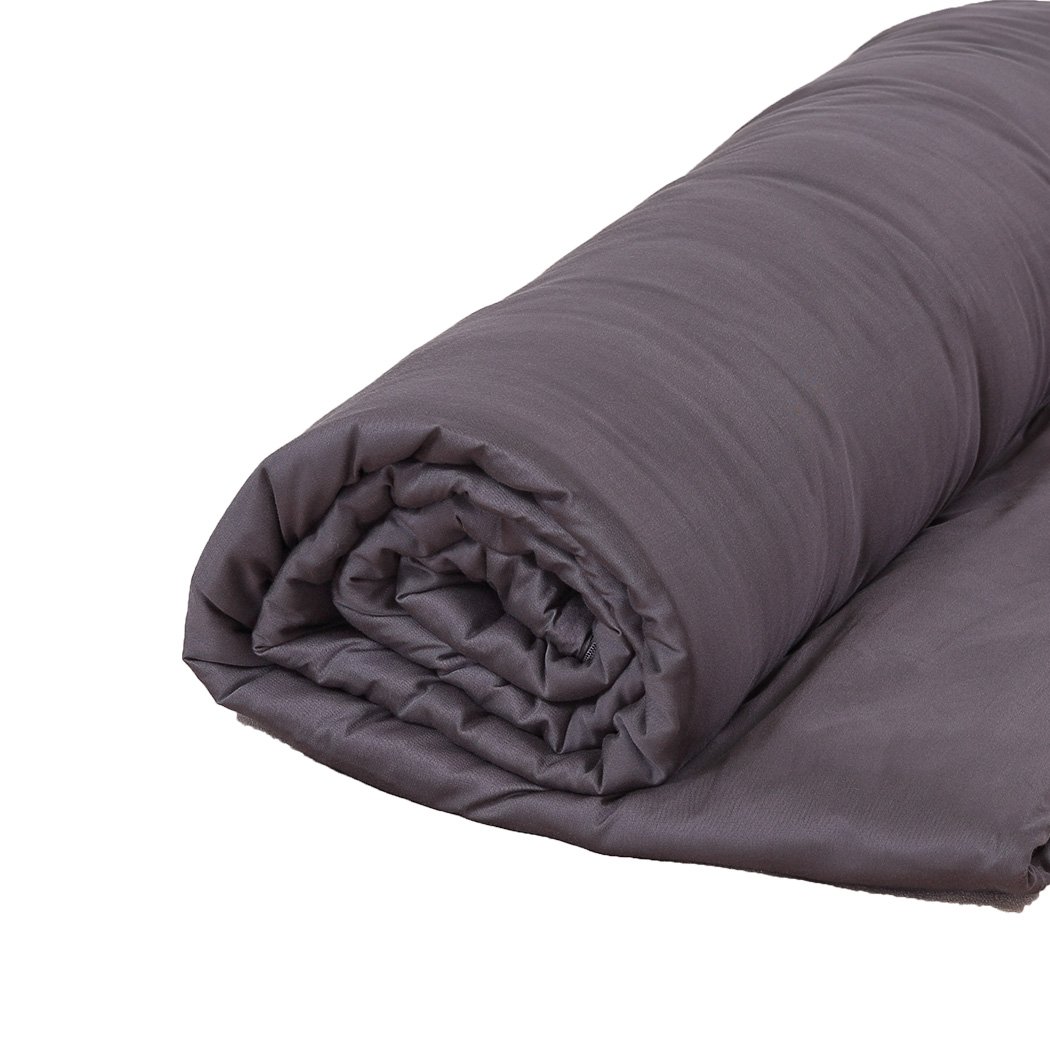 DreamZ 7KG Weighted Blanket in dark grey with bamboo cover, designed for deep sleep and anxiety relief.