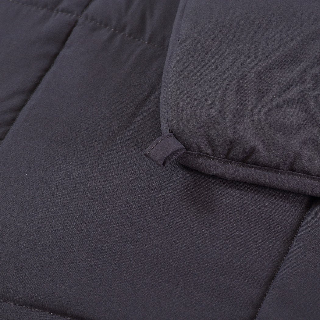 DreamZ 7KG Weighted Blanket in dark grey with bamboo cover, designed for deep sleep and anxiety relief.