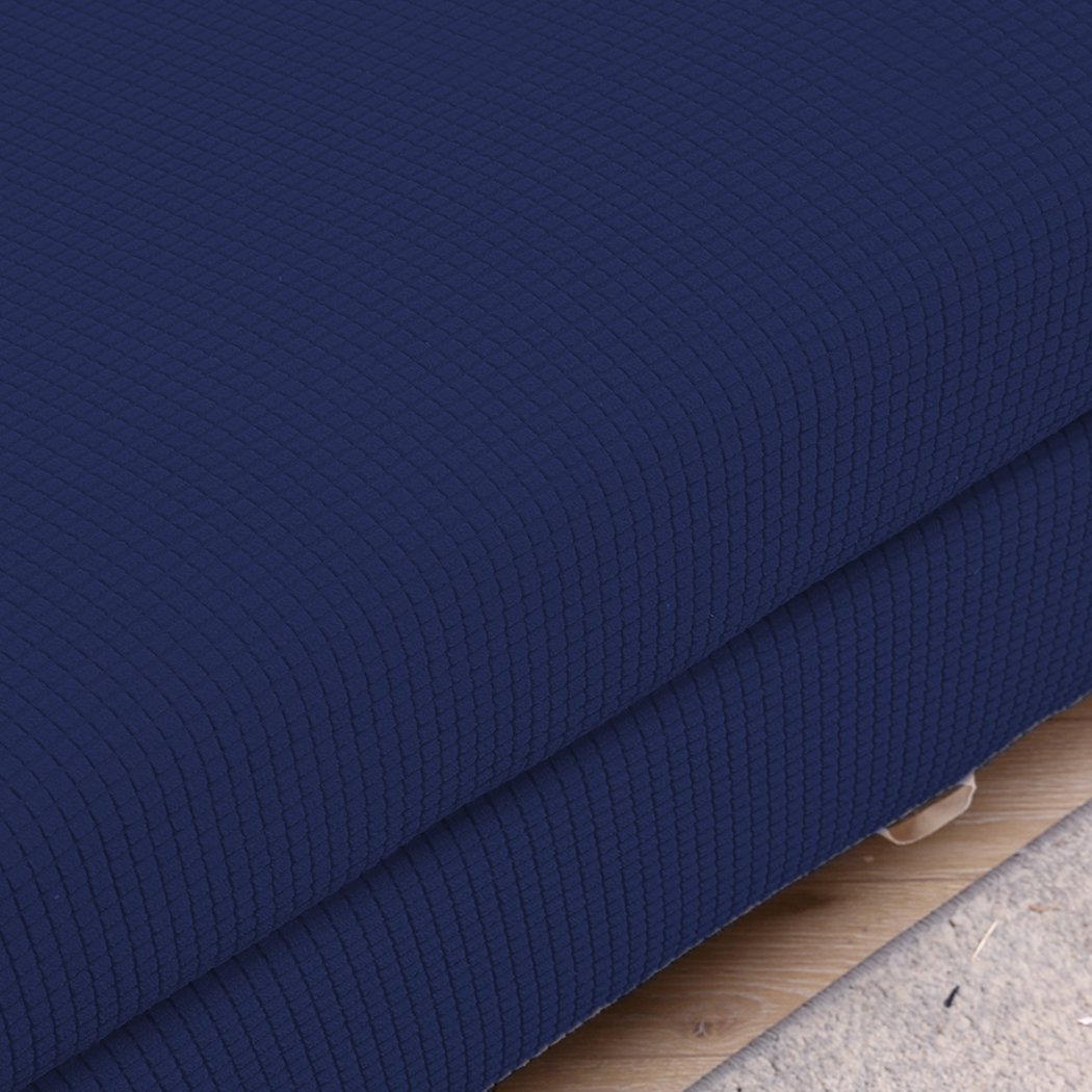 DreamZ Couch Sofa Seat Cover in navy color, showcasing its stretchable fabric and well-stitched edges, designed for 1-seater sofas.