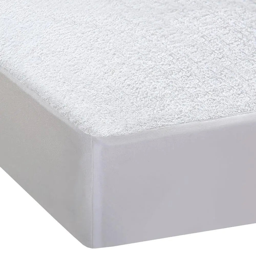 DreamZ Terry Cotton Fully Fitted Waterproof Mattress Protector in King size, featuring a soft terry cover and waterproof PU coating.